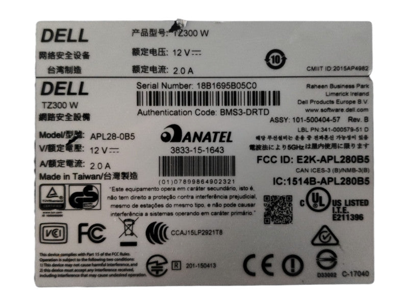 Dell Sonicwall TZ300W APL28-0B5 Wireless Security Appliance, READ