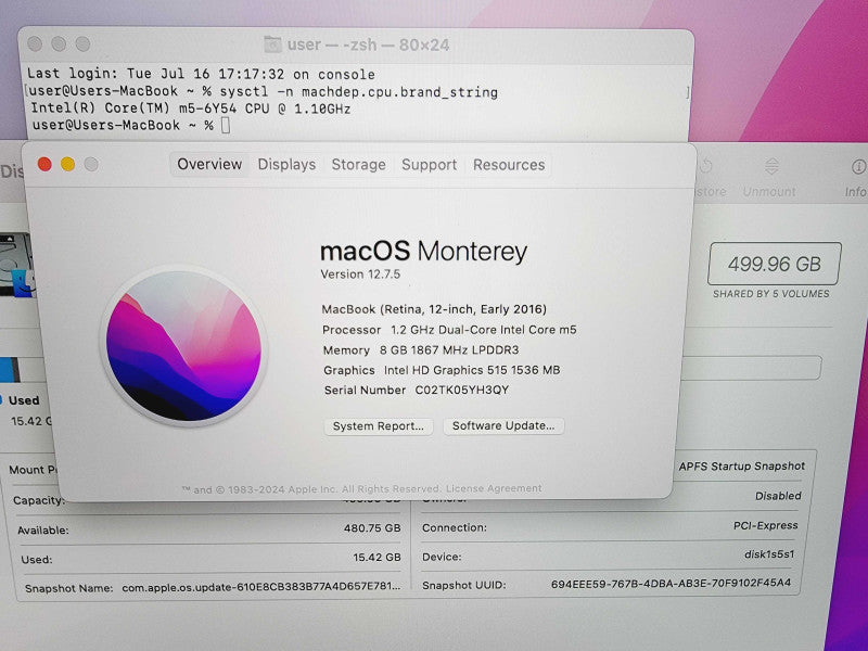 Apple Macbook Retina 2016 12\\" 2-Core m5-6Y54 @ 1.1GHz 8GB DDR3 512GB SSD (