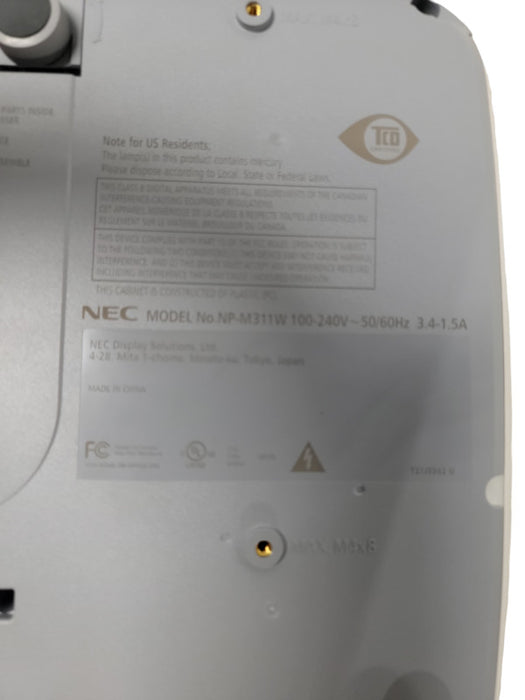 NEC NP-M311W LCD Projector | 476H Only, 89% Life Left! | HDMI, W/ Power Cord
