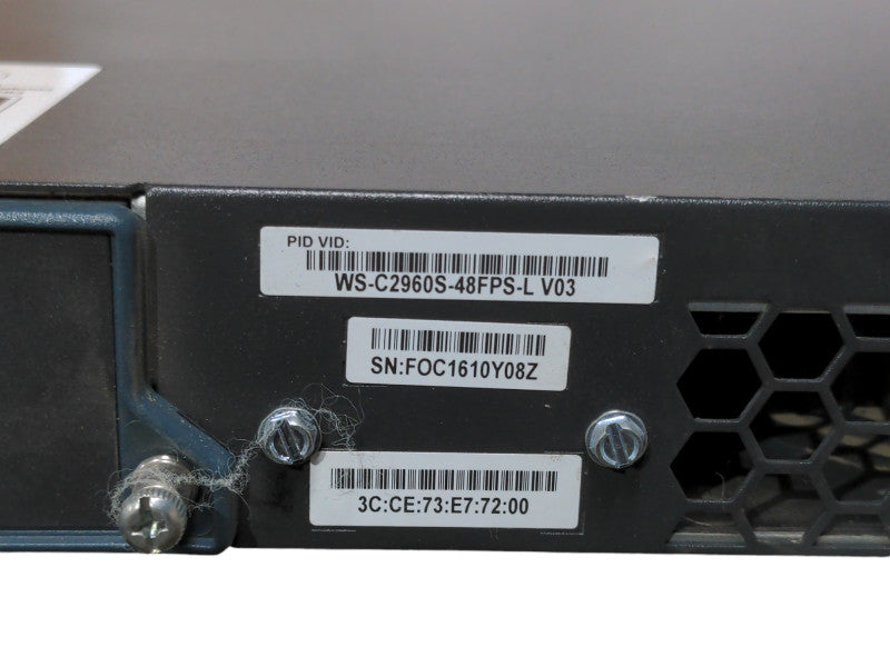 Cisco WS-C2960S-48FPS-L 48-Port Gigabit PoE w/ 4x SFP Network Switch