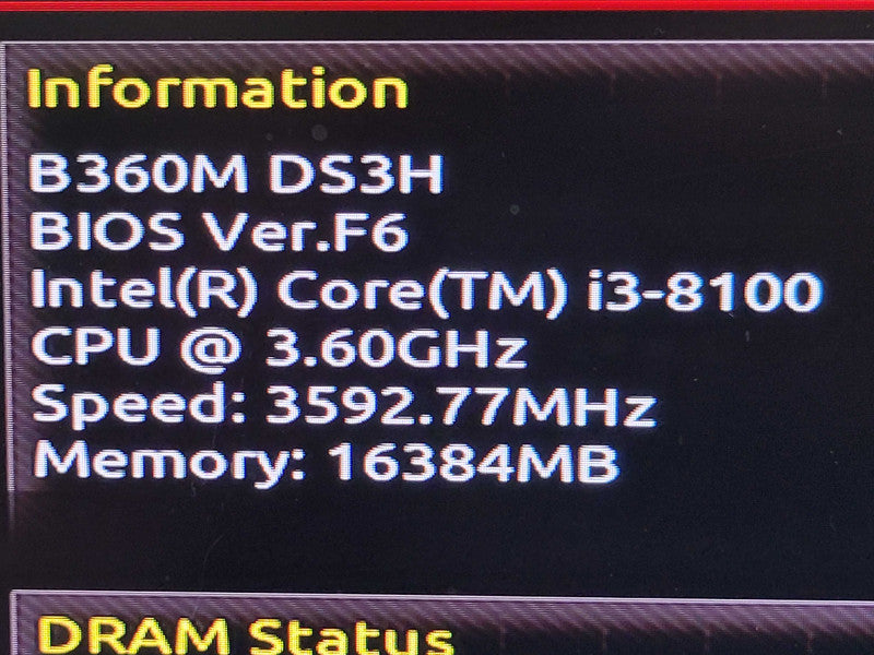 Intel Core i3-8100 | GIGABYTE B360M DS3H | 16GB RAM | I/O Plate | M.2 %