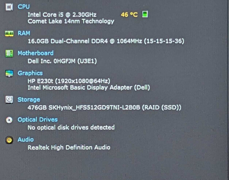 DELL OptiPlex 3080 USSF, i5-10500T 2.30GHz 6C, 16GB DDR4, 512GB NVMe