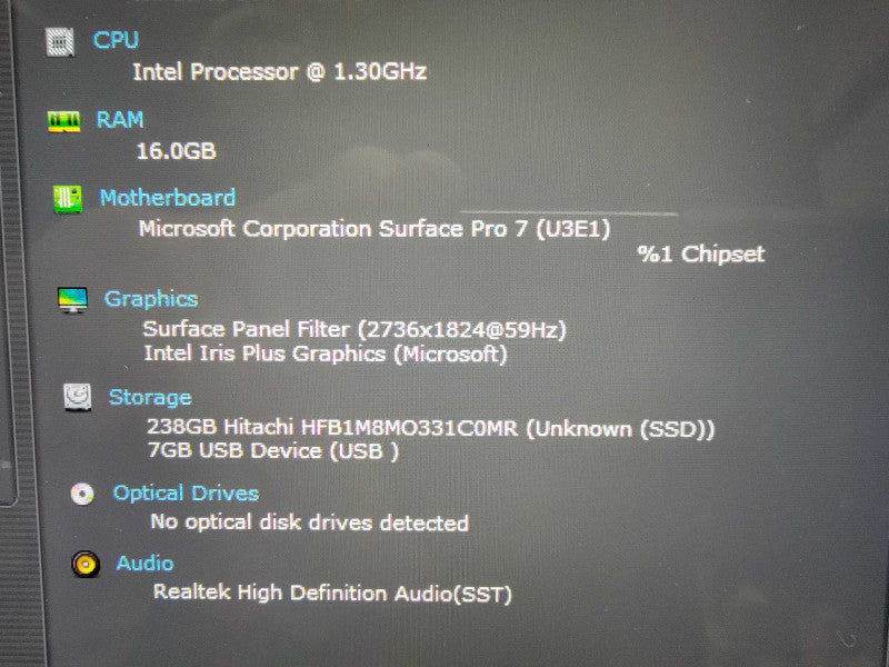 MS Surface Pro 7 13\\"| 4-Core i7-1065G7 @1.3GHz | 16GB RAM | 256GB SSD - READ