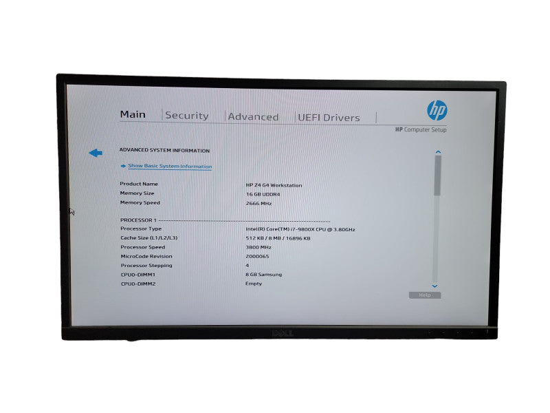 HP Z4 G4 WORKSTATION  CORE i7 - 9800X CPU @ 3.80GHz 16GB UDDR4 Ram Î¸