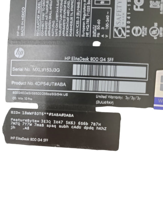 HP EliteDesk 800 G4 SFF Intel Core i5-8500 3.00GHz |8 GB RAM| 256GB SSD