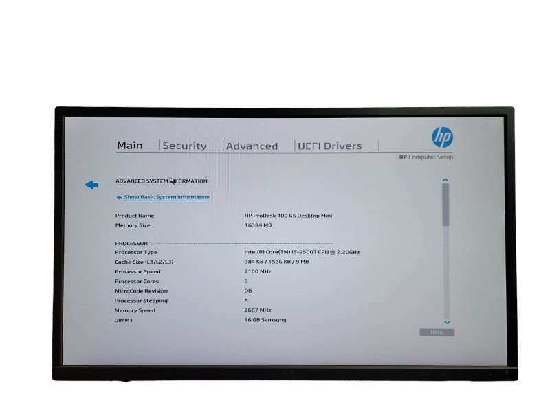HP ProDesk 400 G5 Mini i5 - 9500T CPU @ 2.20GHz 16GB DDR4 Ram Î¸