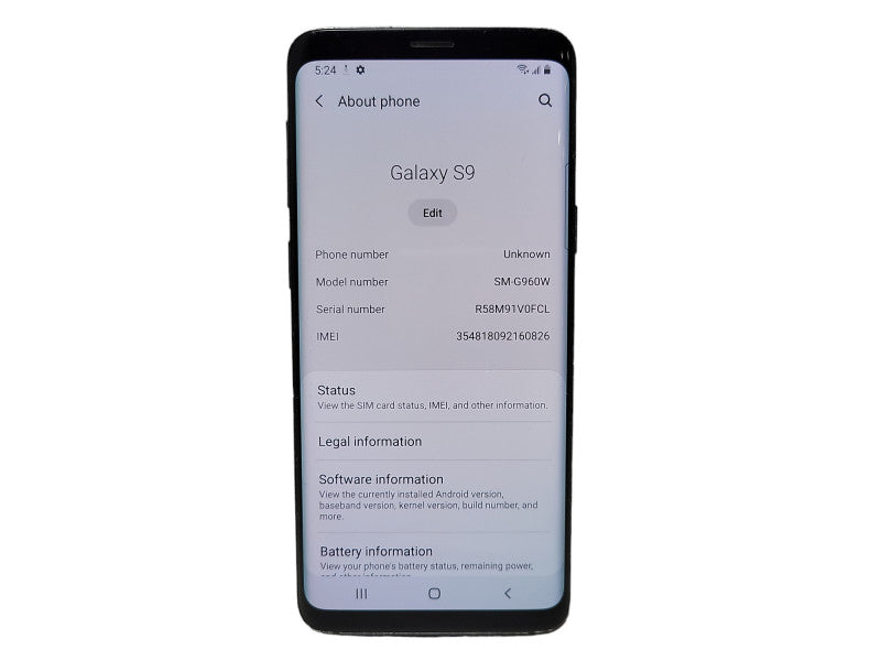 Samsung Galaxy S9 64GB Smart Phone, READ $