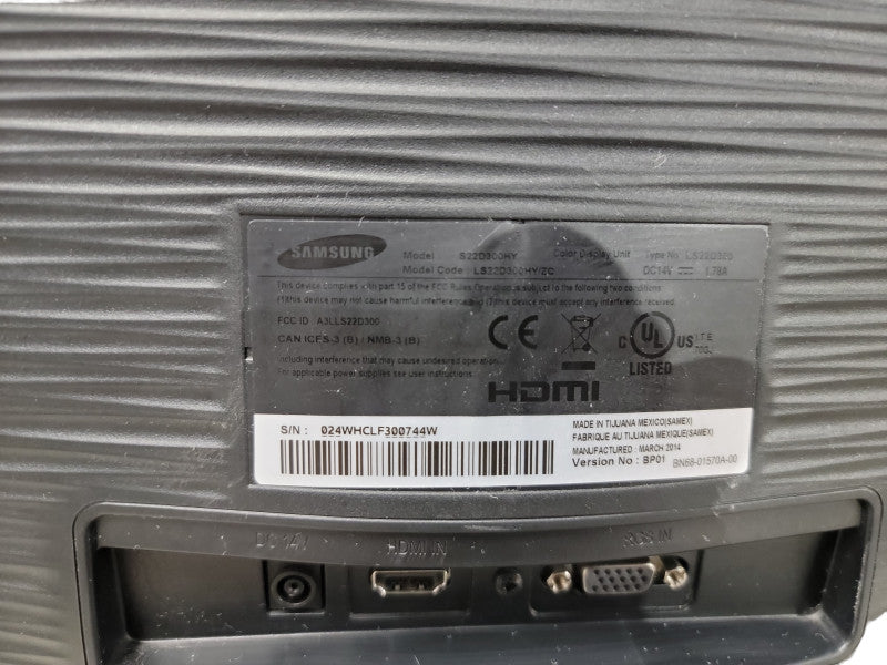 Samsung S22D300HY Monitor W/ Power Adapter | See pictures