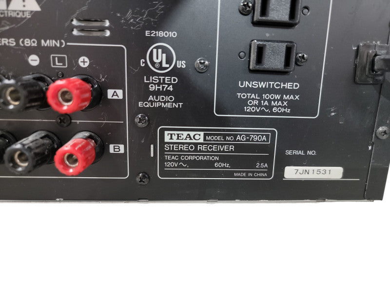 Teac AG-790A 2-Channel 100 Watt Receiver - AM/FM/Phono/RCA amp amplifier