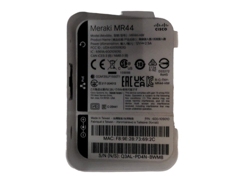 Cisco Meraki MR44-HW, 802.11ax Access Point, UNCLAIMED