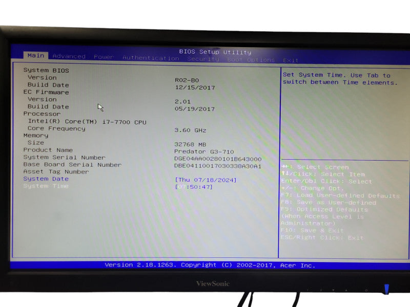 Acer Predator G3-710 Intel Core i7-7700 3.60 GHz 32GB RAM, No HDD, No GPU _