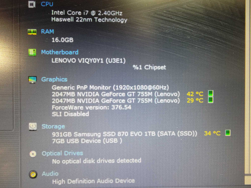 Lenovo Ideapad Y510P | i7-4700M @2.4GHz | 16GB RAM | 1TB SSD | GT 755M - READ  BudLap