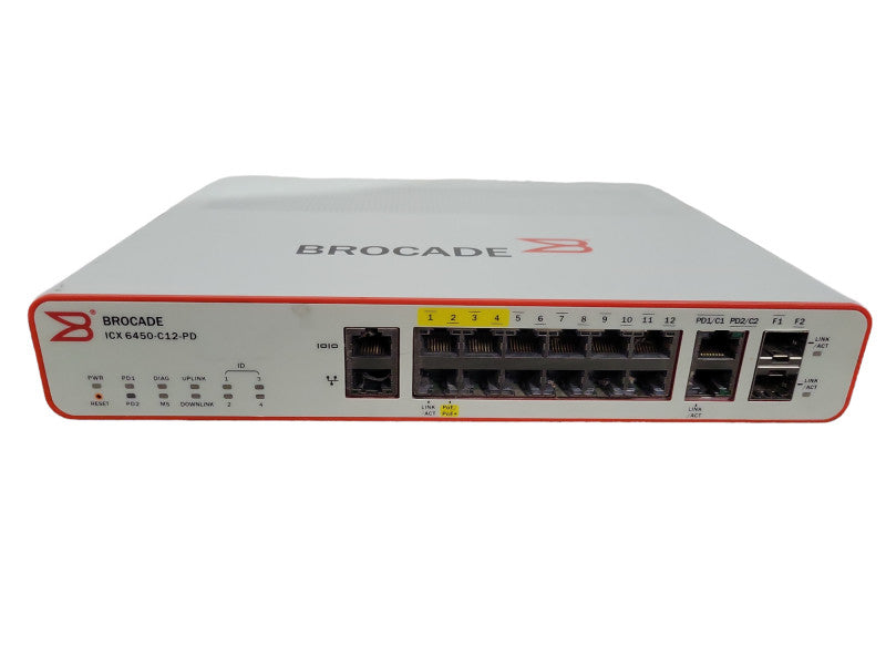 BROCADE ICX6450-C12-PD 12-port 1 GbE compact switch (4x PoE+) !