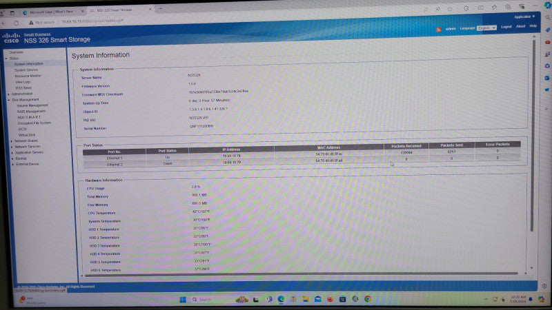Cisco NSS326 6-Bay Smart Storage, 6x2TB HDD _