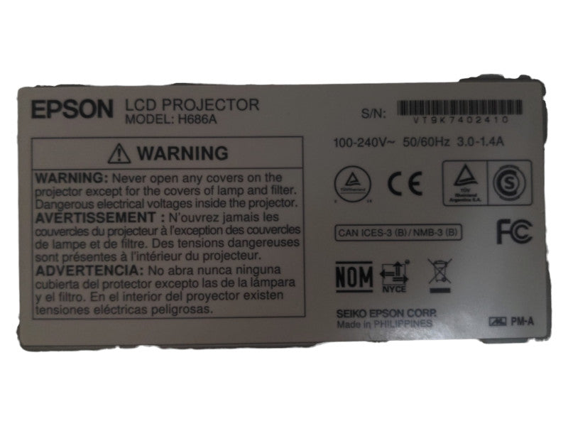 Epson PowerLite 99WH 3000 Lumens HDMI Projector, H686A, Lamp Hour: 3559Hrs