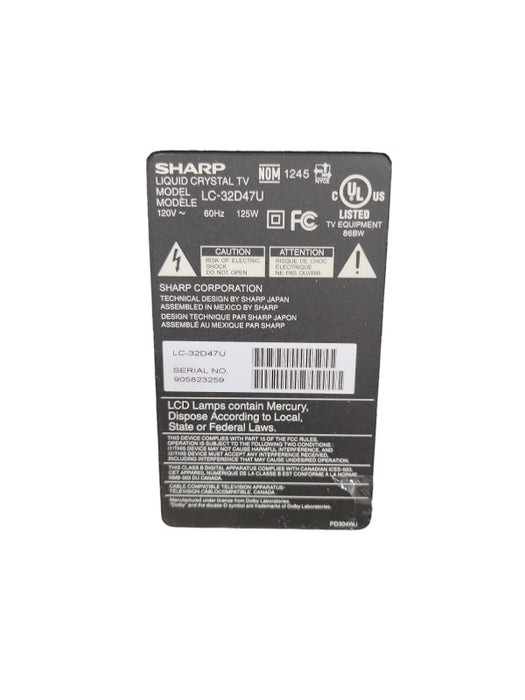 SHARP LC-32D47UT 32\\" 720p AQUOS LCD TV |HDMI and PC in