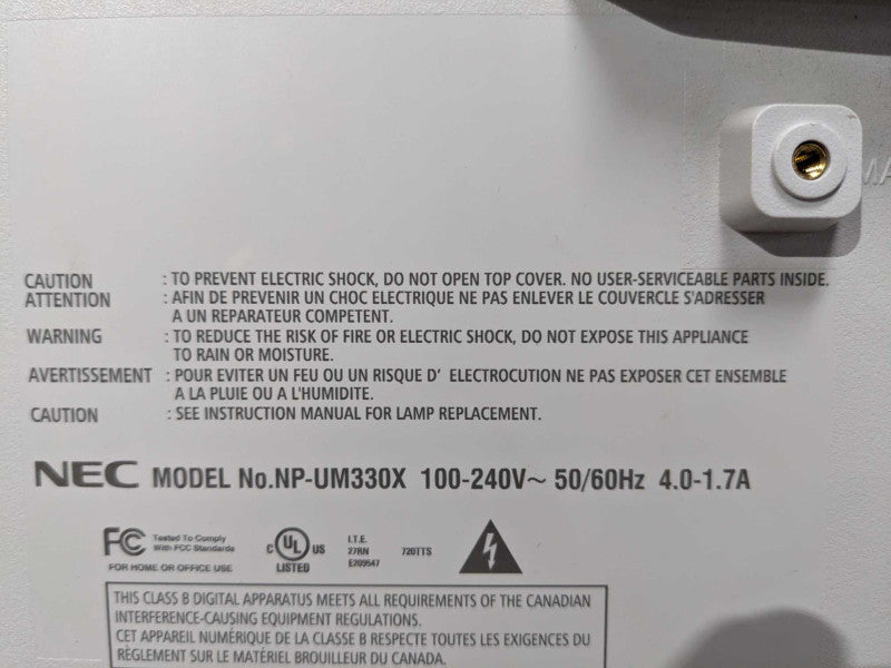 NEC NP-UM330X 3,300 Lumens Ultra Short Throw Projector, Lamp Hour: 43Hrs