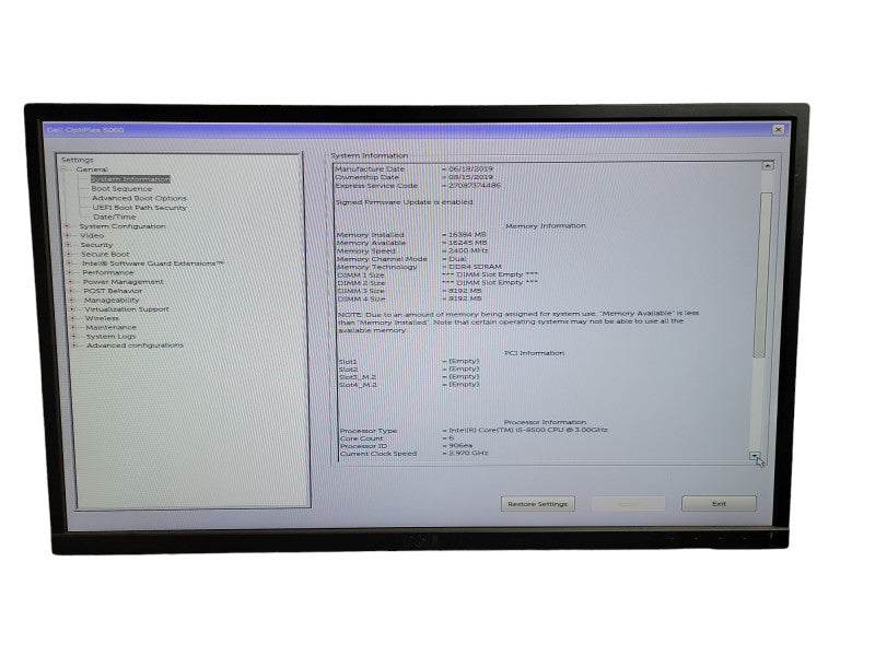 Dell Optiplex 5060 SFF intel Core i5 - 8500 CPU @ 3.00GHz 16GHz DDR4 Ram  Î¸