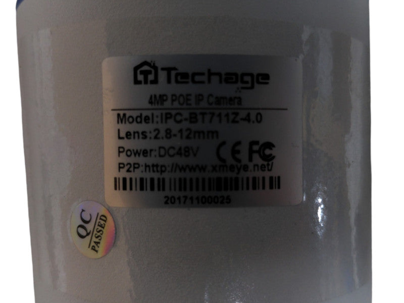 Techage 4mp POE IP Camera | Model: IPC-BT711Z-4.0, READ