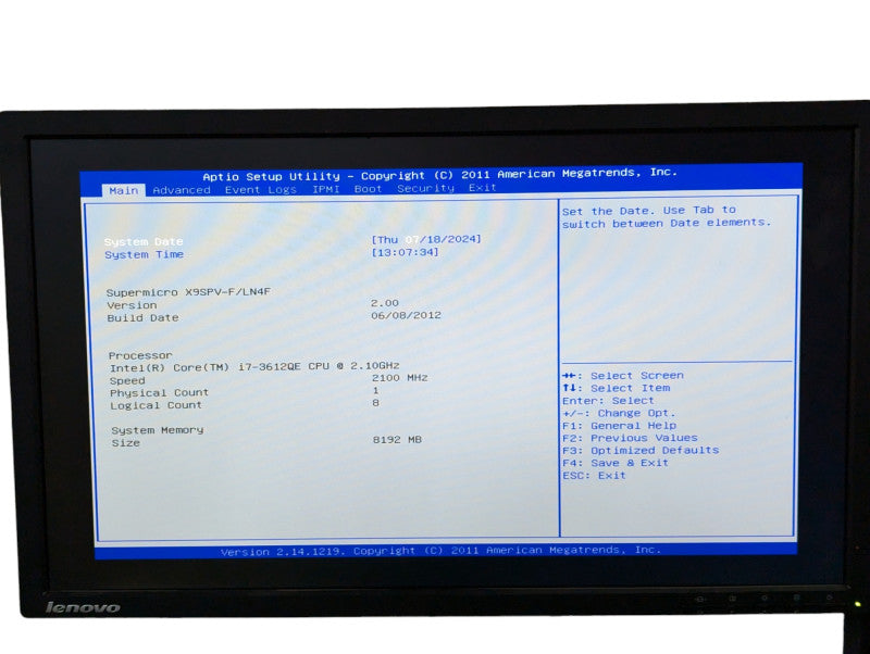 Supermicro X9SPV-LN4F-3QE  i7-3612QE 8GB RAM  -