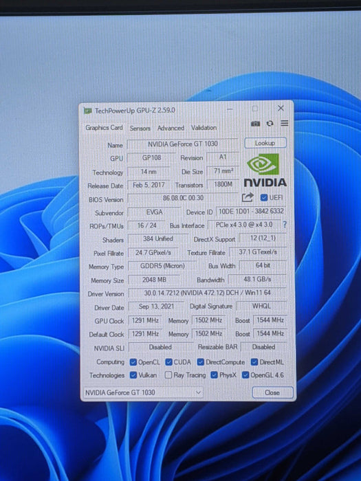 EVGA NVIDIA GeForce GT 1030 | 2GB GDDR5 Graphics Card | Low Profile
