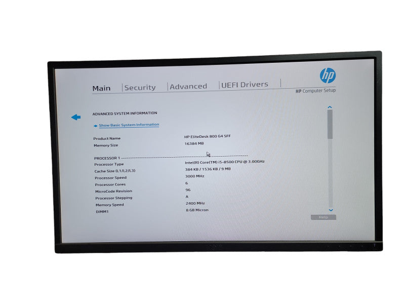 HP EliteDesk 800 G4 SFF Intel Core i5 - 8500 CPU @ 3.00GHz 16GB DDR4 Ram QÎ¸