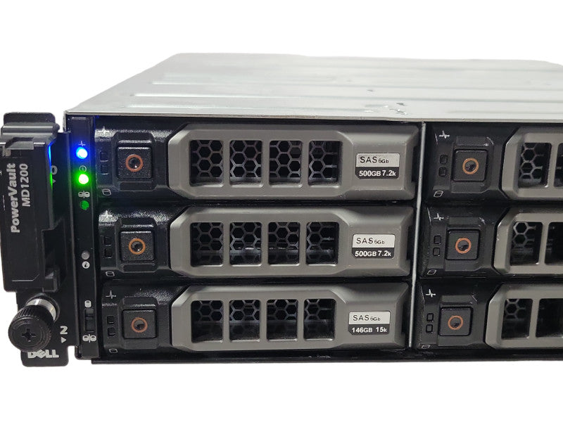 Dell PowerVault MD1200 12-Bay LFF DAS array 8x 2TB SAS HDDs, 2x MD12 series _