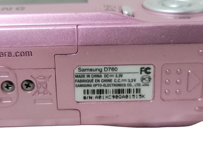 Pink Samsung D760 Digital Camera, 3x Optical Zoom - USES AA Batteries/ READ