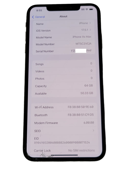 Apple iPhone XS MAX 64GB unlocked phone, READ _