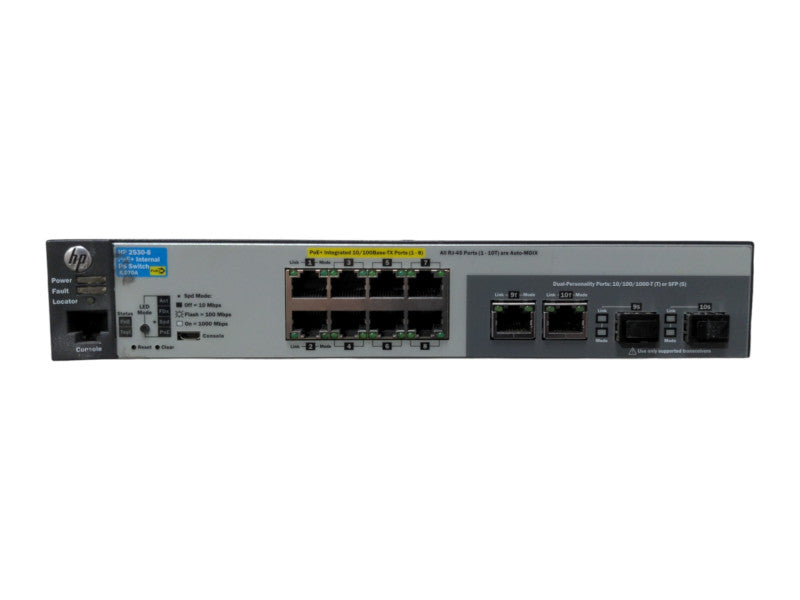 HP 2530-8G PoE+ J9774A, 8-Port Gigabit PoE+ Network Switch, Dual Uplinks