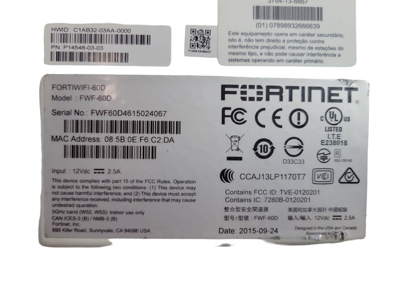 Fortinet FortiWiFi FWF-60D-POE Firewall Security Appliance %