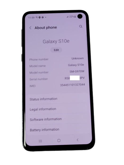 Samsung Galaxy S10e 128GB (SM-G970W) smart phone _