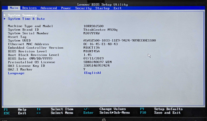 Lenovo ThinkCentre M920q, i5-8500T 6C, 8GB DDR4, 256GB NVMe, PWR