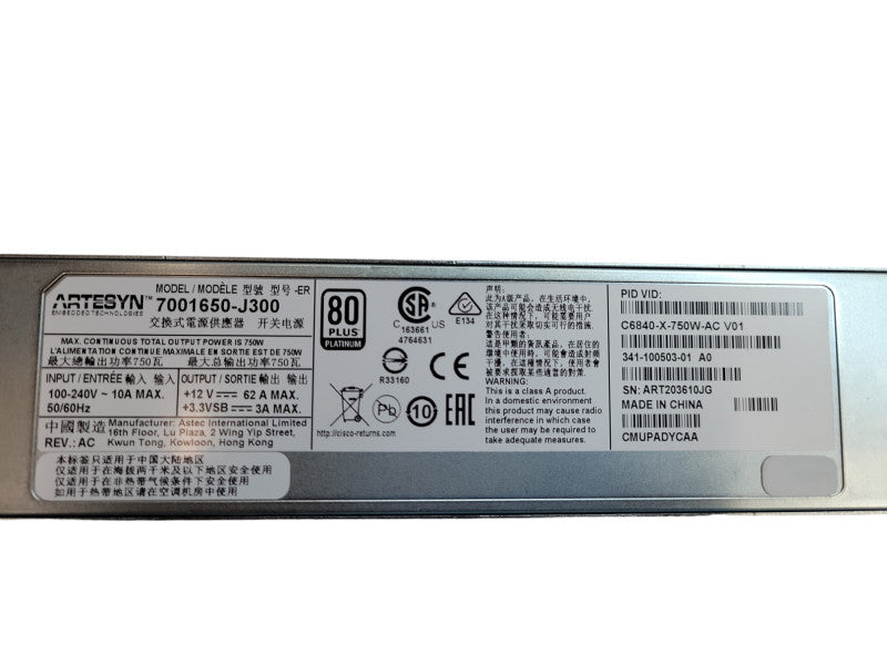 Cisco Original Power Supply C6816-X C6840-X-750W-AC 7001650-J300 341-100503-0 Q%