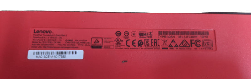 Lenovo ThinkPad Thunderbolt 3 Dock Gen 2 Type 40AN | Dock Only Q