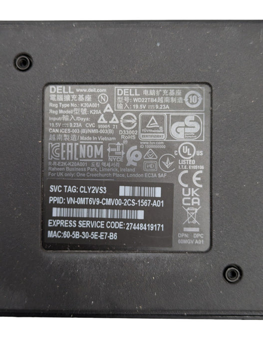 DELL WD22TB4 USB-C Thunderbolt 4 Docking Station Please READ  -