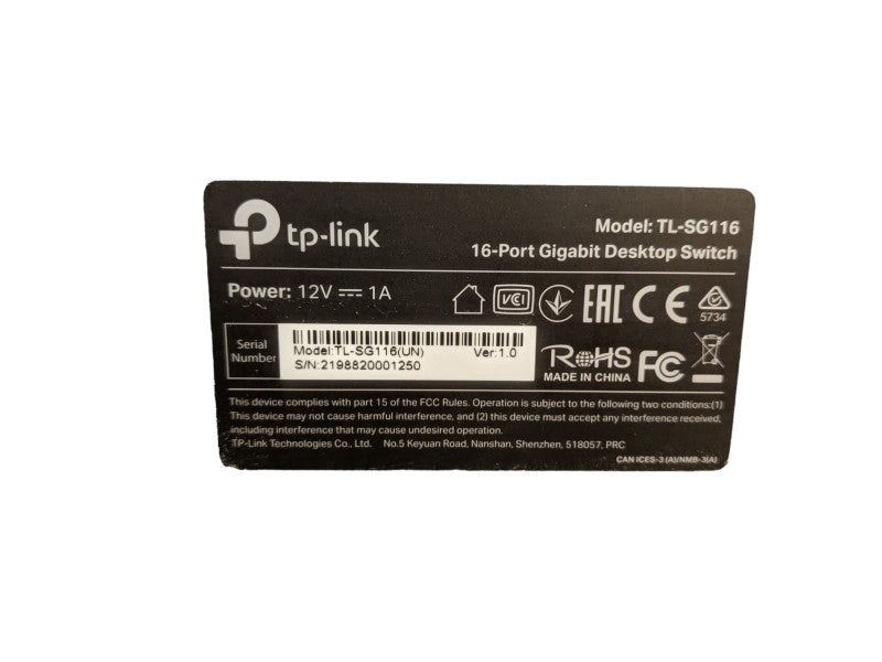 TP-LINK TL-SG116 16 Port Unmanaged Gigabit Desktop Switch
