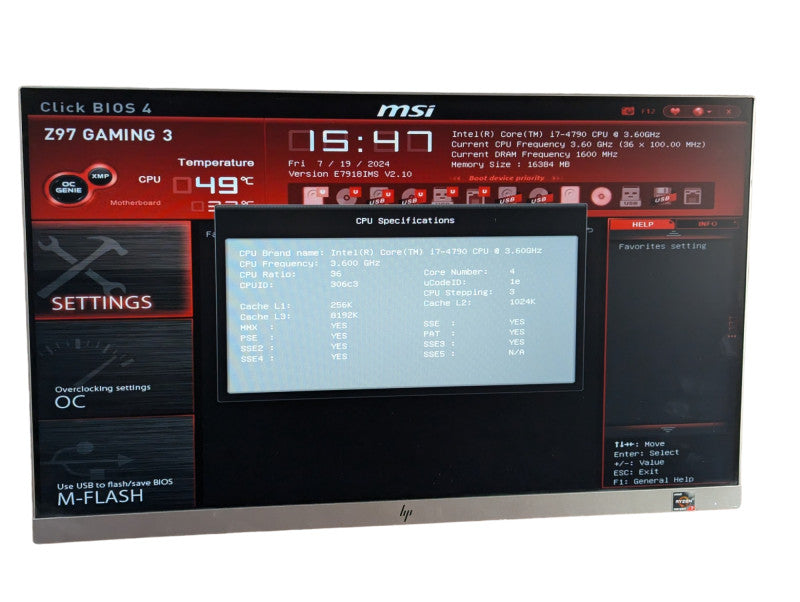 Custom PC MSI Z97 Gaming 3 Intel Core i7-4790 16GB RAM 500GB NVMe GTX 1660 4G -