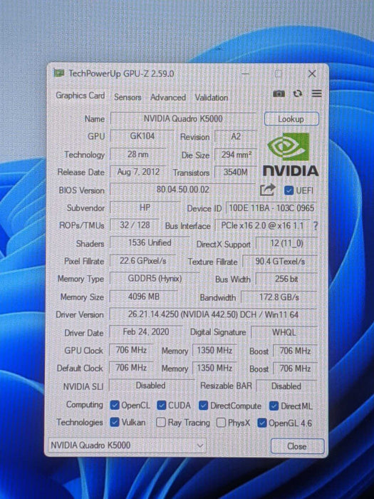 NVIDIA Quadro K5000 4GB GDDR5 Graphics Card | 2x DVI, 2x DisplayPort