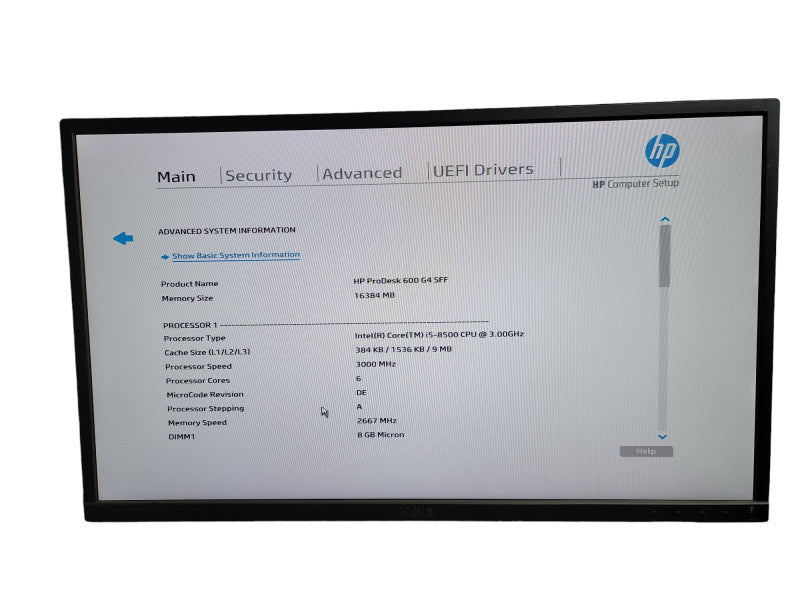 HP ProDesk 600 G4 SFF  i5 - 8500 CPU @ 3.00GHz 16GB DDR4 Ram QÎ¸