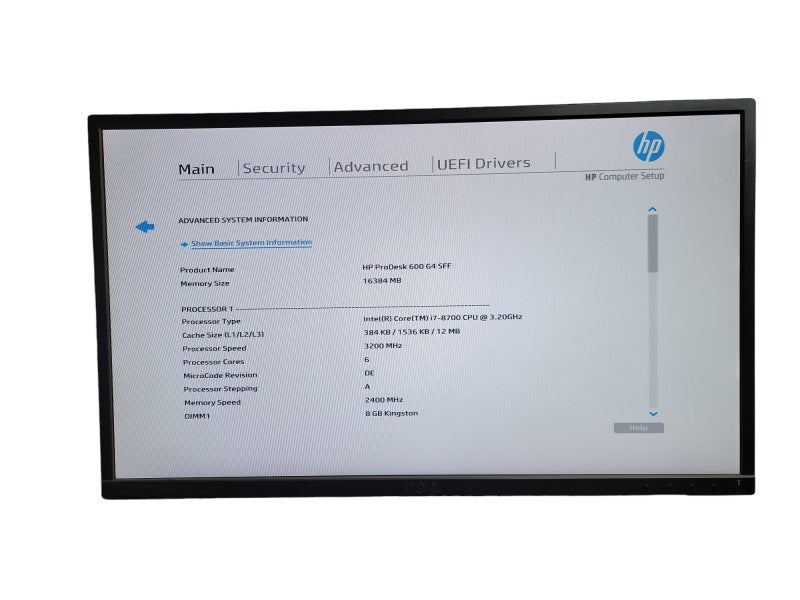 HP ProDesk 600 G4 SFF i7 - 8700 CPU @ 3.20GHz 16GB DDR4 Ram Î¸