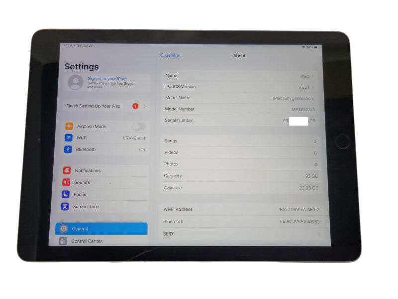 Apple iPad 5th Gen 32GB Unlocked, Wi-Fi Only Q_