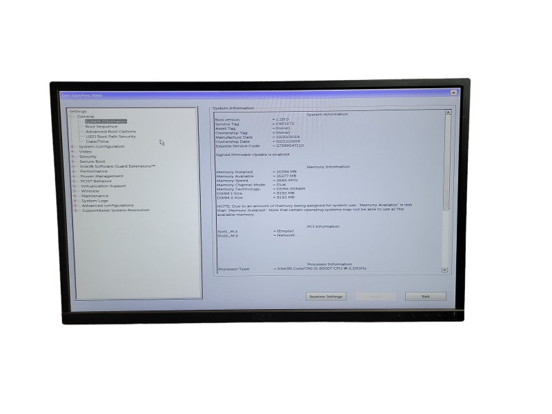 Dell OptiPlex 3060 Micro i5 - 8500T CPU @ 2.10GHz 16GB DDR4 Ram QÎ¸