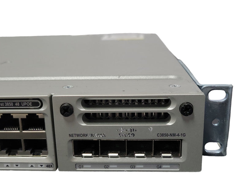 Cisco WS-C3850-48U- L 48-Port PoE Network Switch C3850-NM-4-1G, 1x PSU _