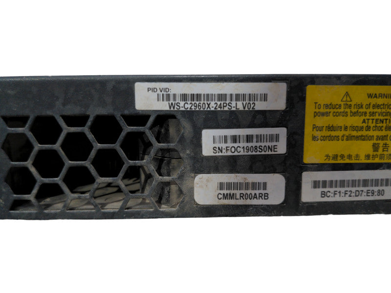 Cisco WS-C2960X-24PS-L, 24-Port Gigabit PoE+ 370W Switch, 4x SFP, READ