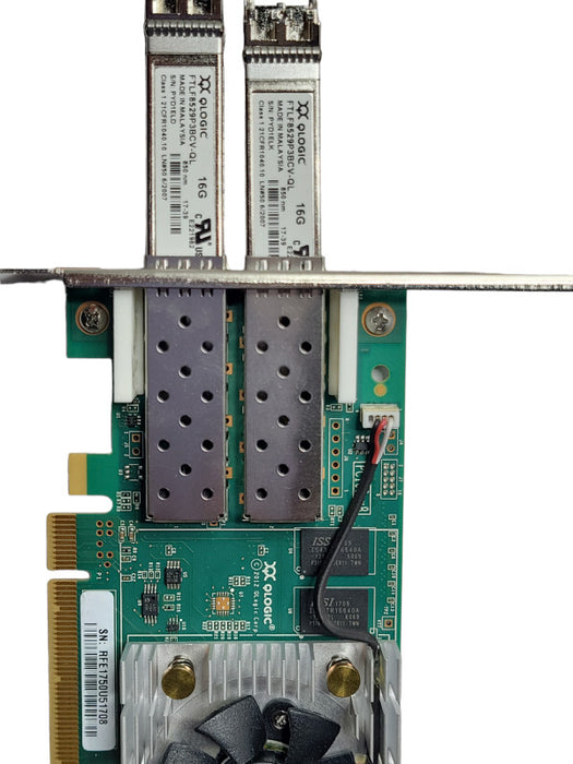 Qlogic QLE2672 16Gb Dual Port SFP+ FC HBA Server Card w/ SFPs, Full height _
