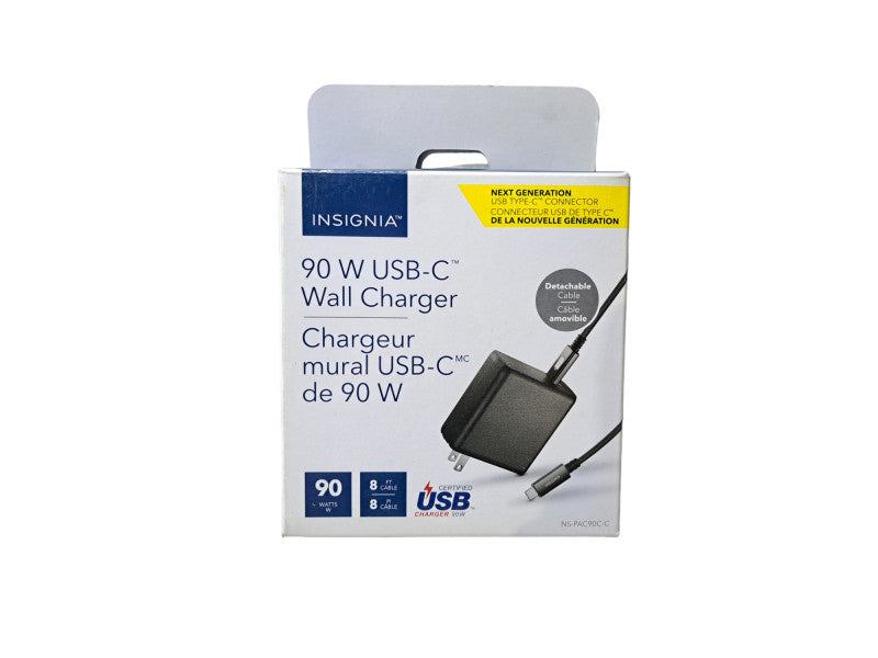 Open Box | Insignia 90W USB-C Wall Charger with 8ft USB-C Cable | NS-PAC90C-C