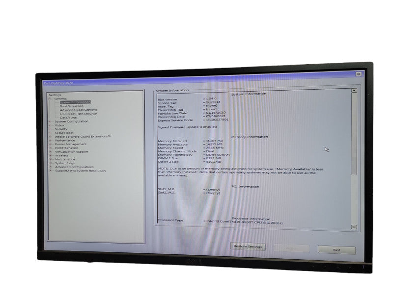 Dell OptiPlex 3070 Micro i5 - 9500T CPU @ 2.20GHz 16GB DDR4 Ram QÎ¸