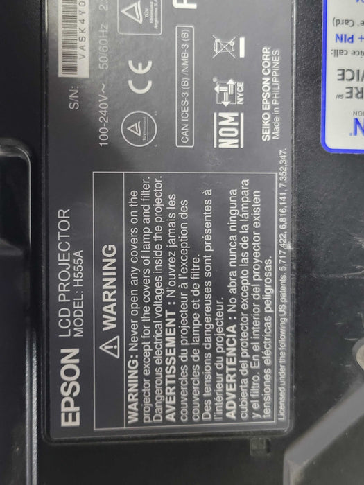 Epson VS330 H555A Portable LCD Projector 932 Hours Lamp, No Remote _