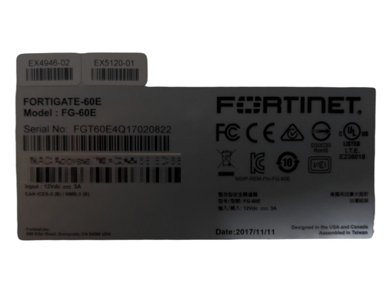 Fortinet Fortigate-60E, FG-60E, Network Security Firewall, Factory Reset